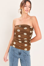 French Girl Polka Dot Power Mesh Tube Top