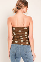 French Girl Polka Dot Power Mesh Tube Top