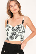 Vintage Botanical Crop Bustier Top
