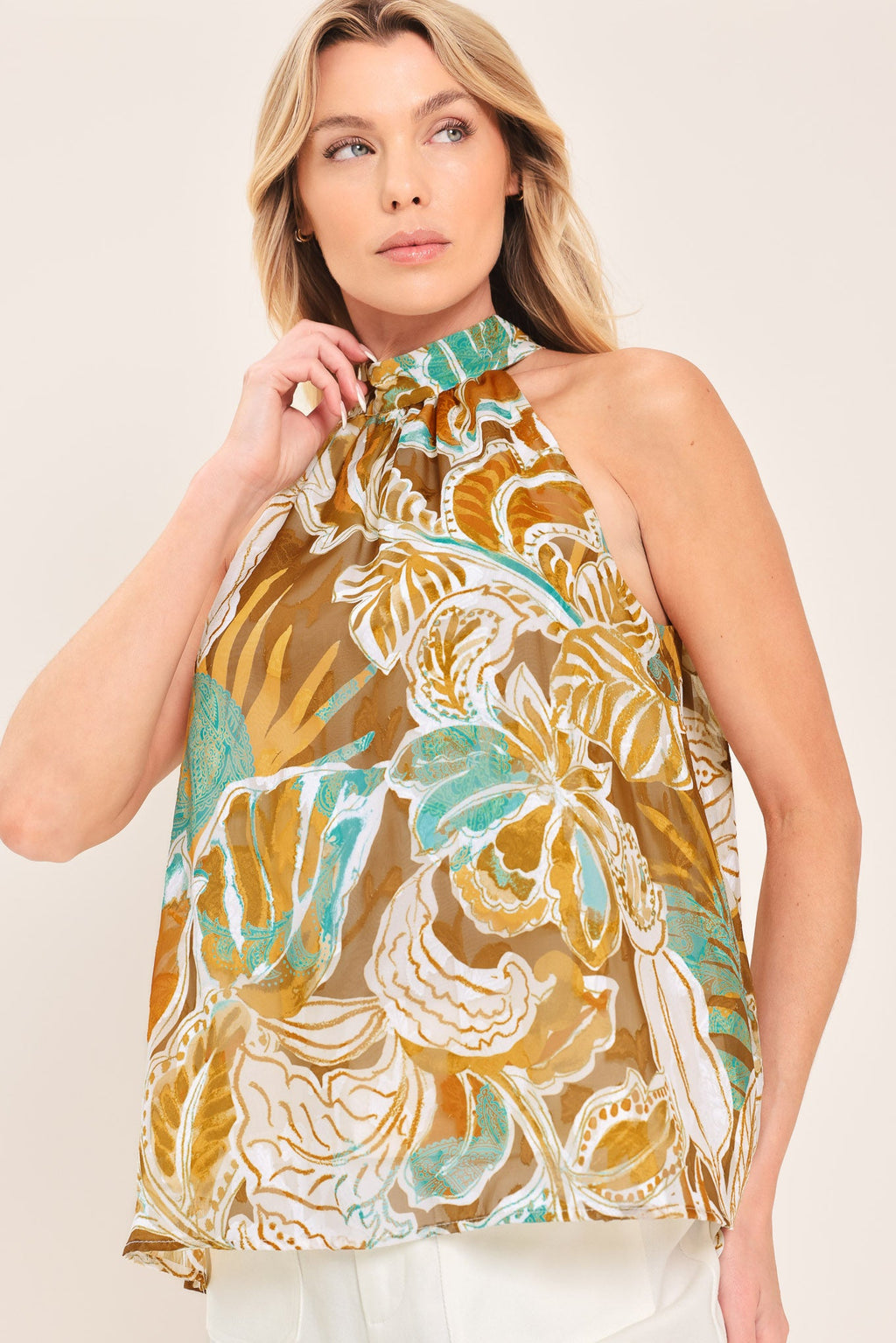 Golden Shores Flow Jacquard Top