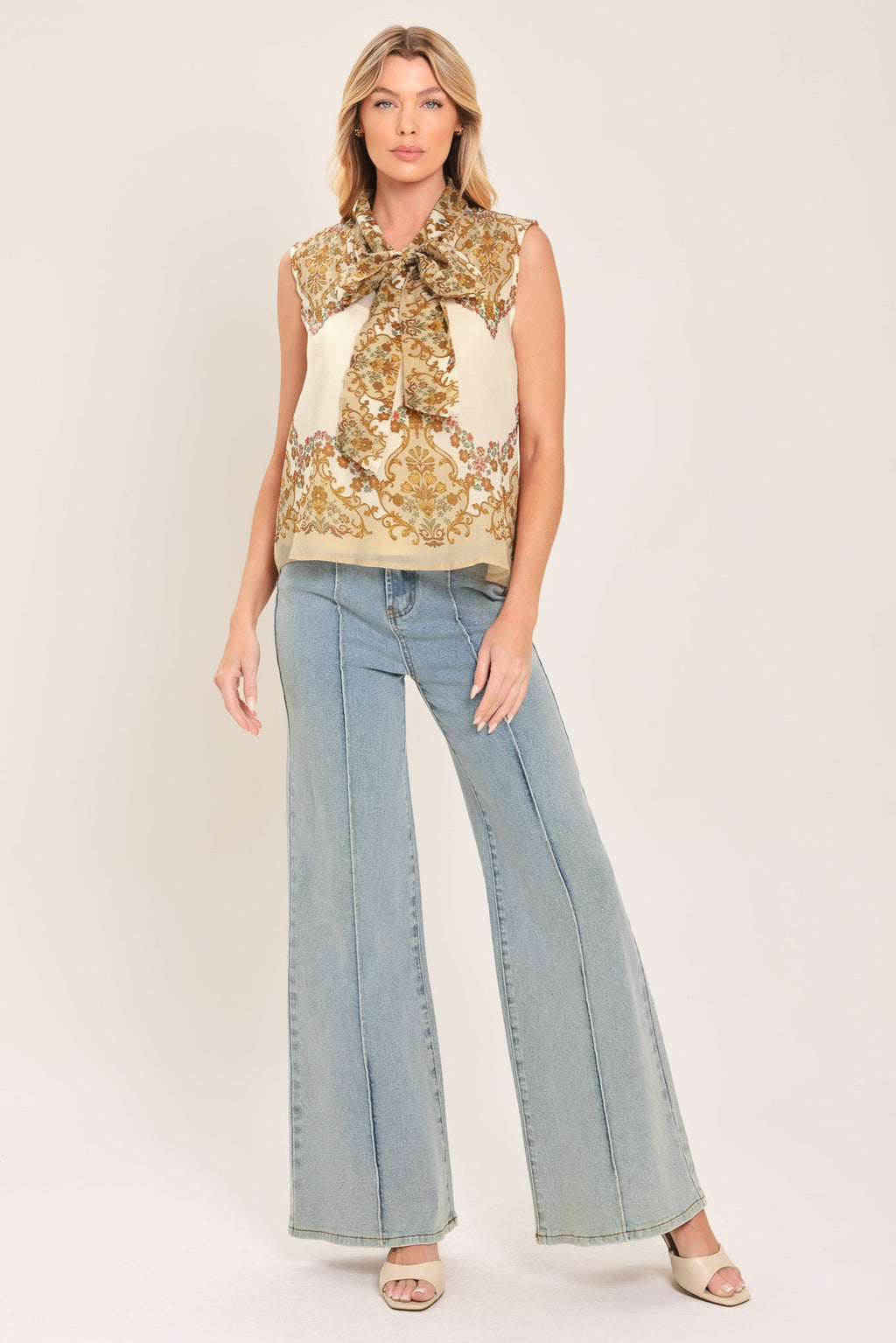 Gilded Scroll Print Top