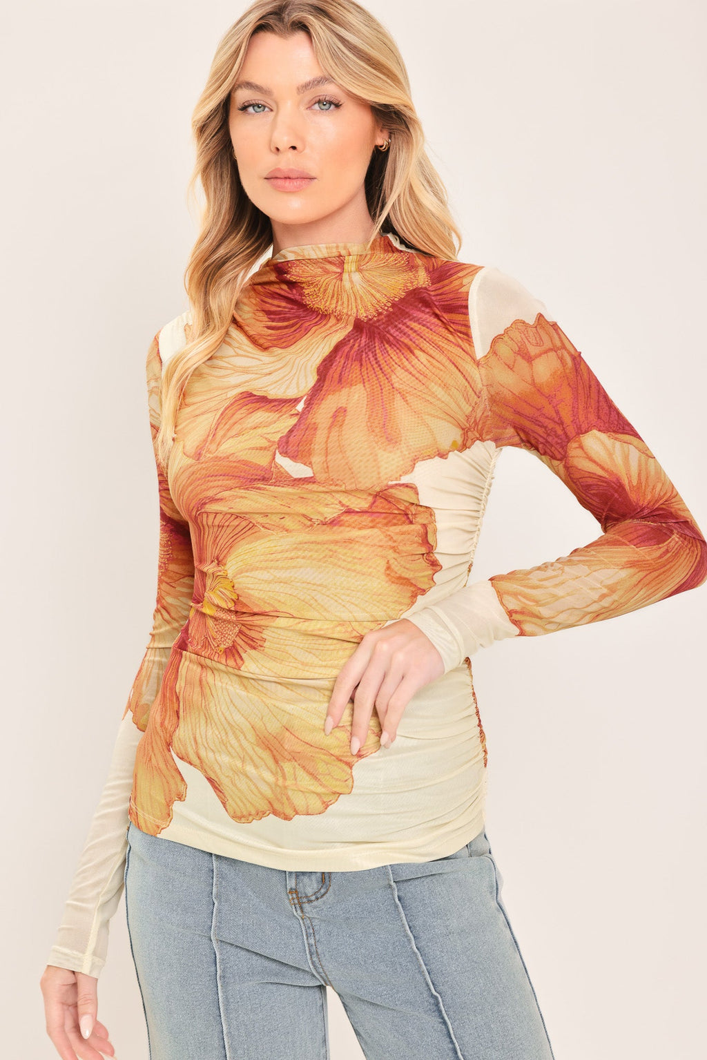 Tropic Bloom Power Mesh Top