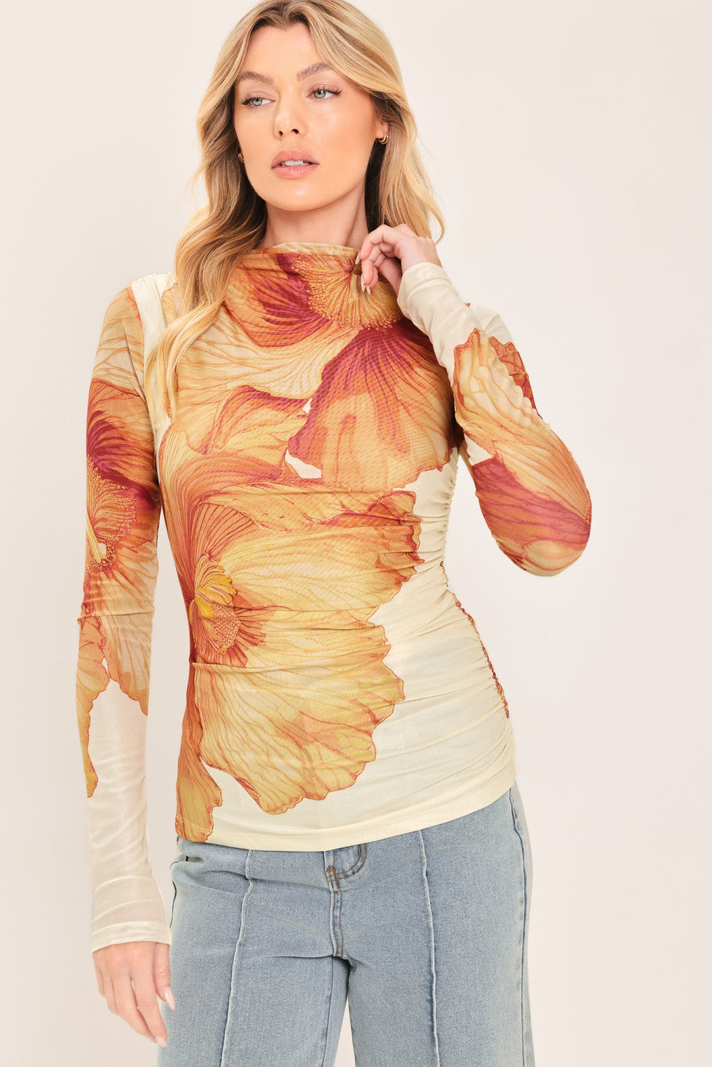 Tropic Bloom Power Mesh Top