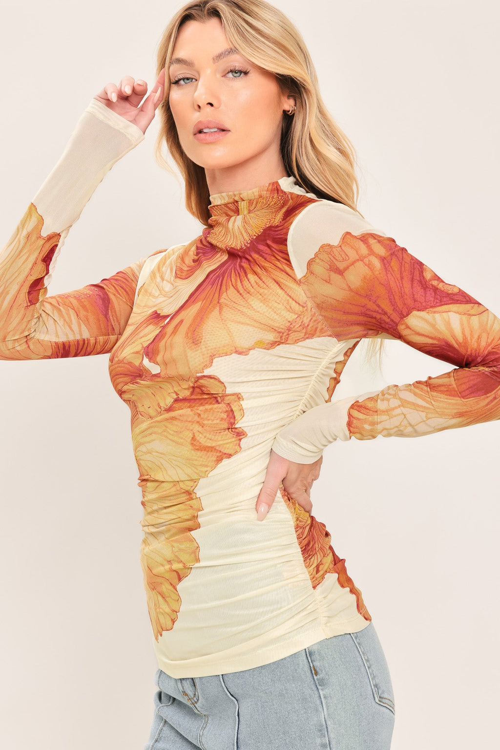 Tropic Bloom Power Mesh Top