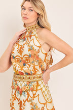 Antique Bloom Woven Halter Top