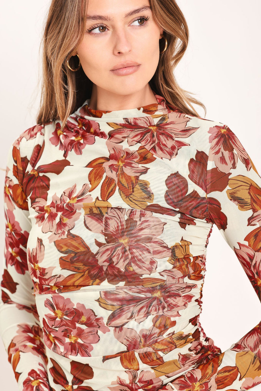 Seasonal Blossom Mesh Top