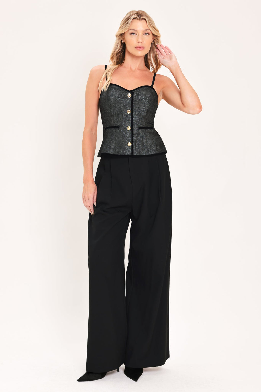 Metallic Hourglass Sweetheart Top