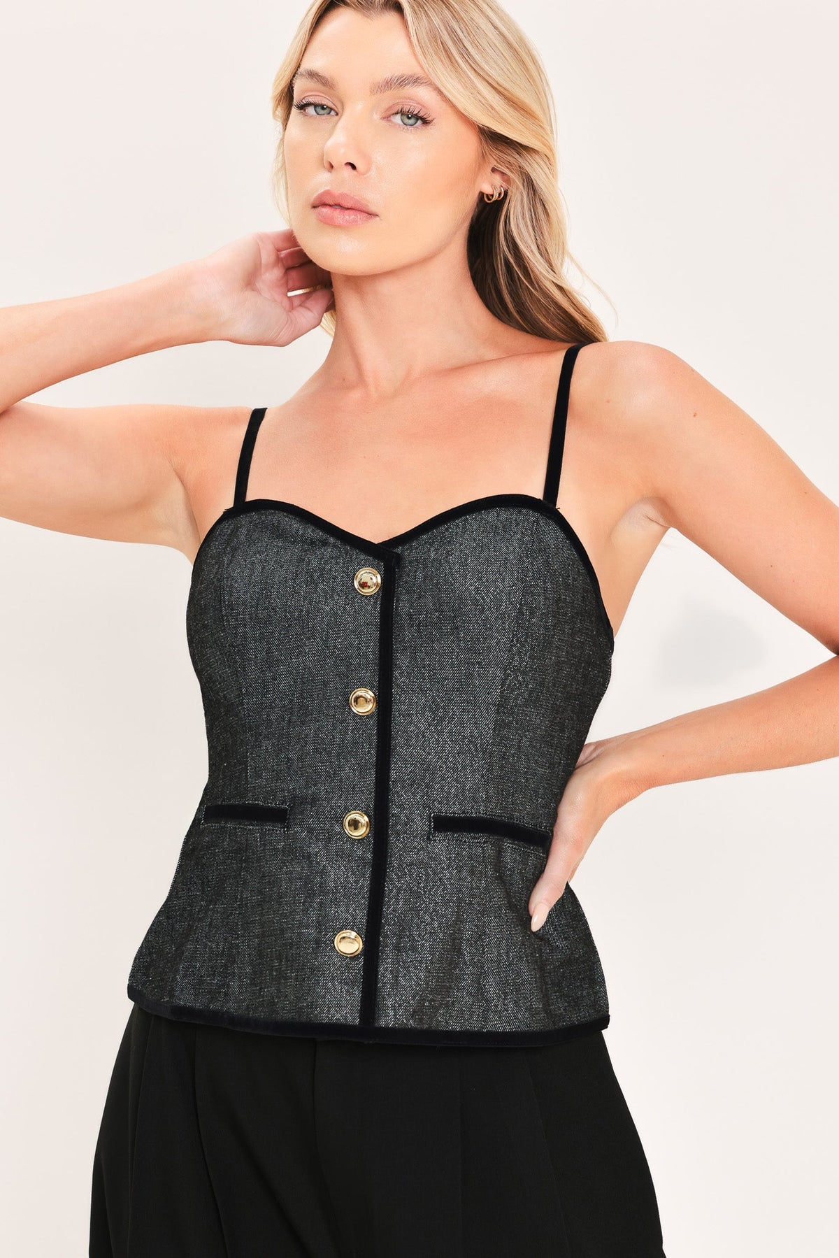 Metallic Hourglass Sweetheart Top
