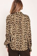 Jungle Glam Leopard-Print Button-Down Blouse