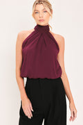 Bordeaux Sheer Drape Halter Top