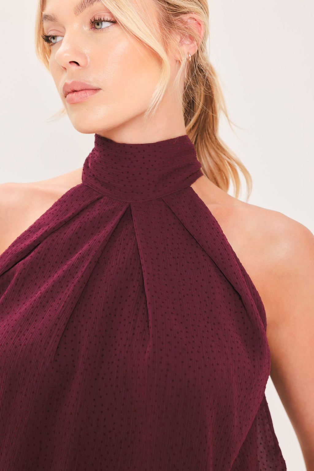 Bordeaux Sheer Drape Halter Top