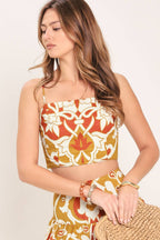 Golden Island Woven Top and Skirt Set