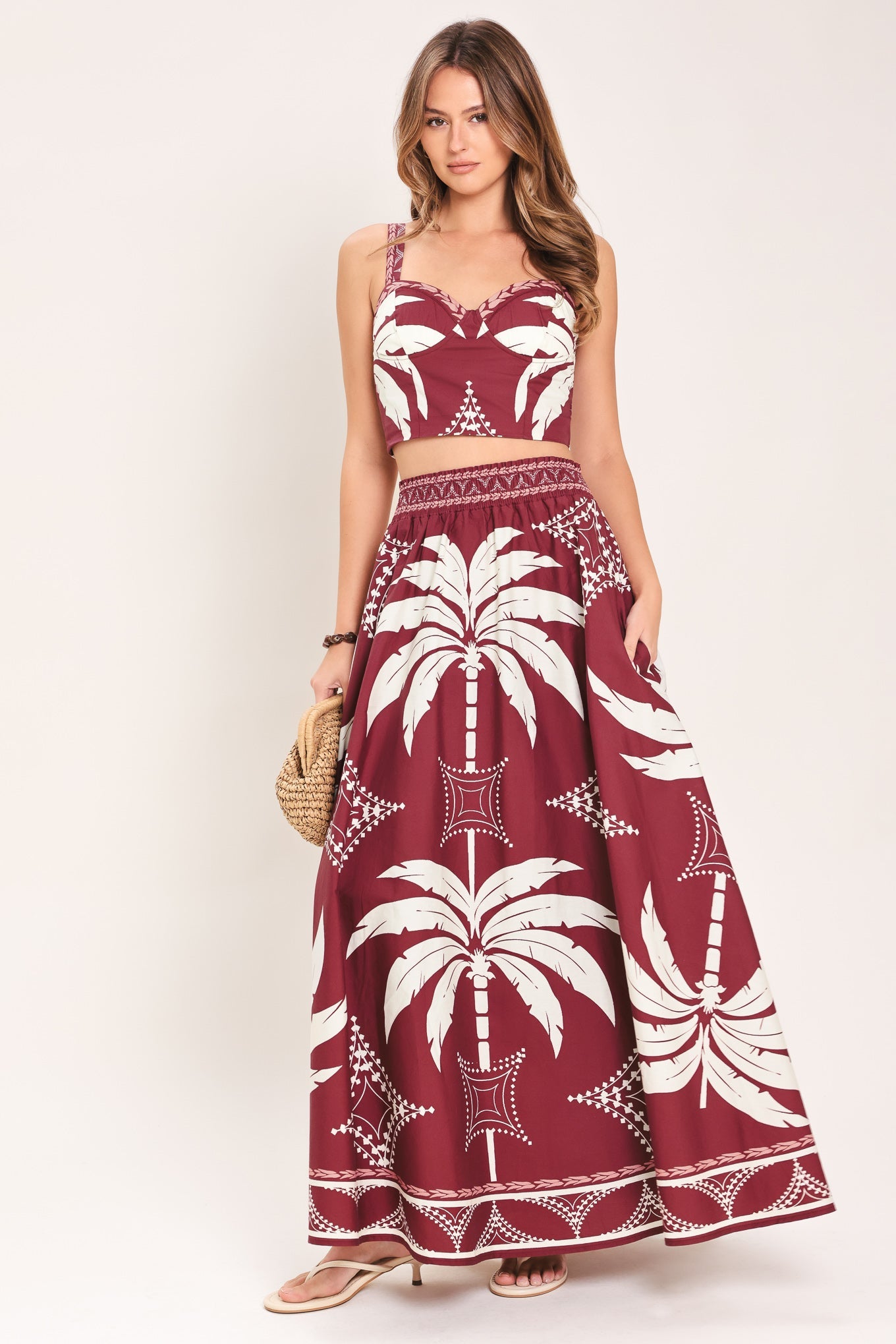 Paradise Charm Woven Top and Skirt Set