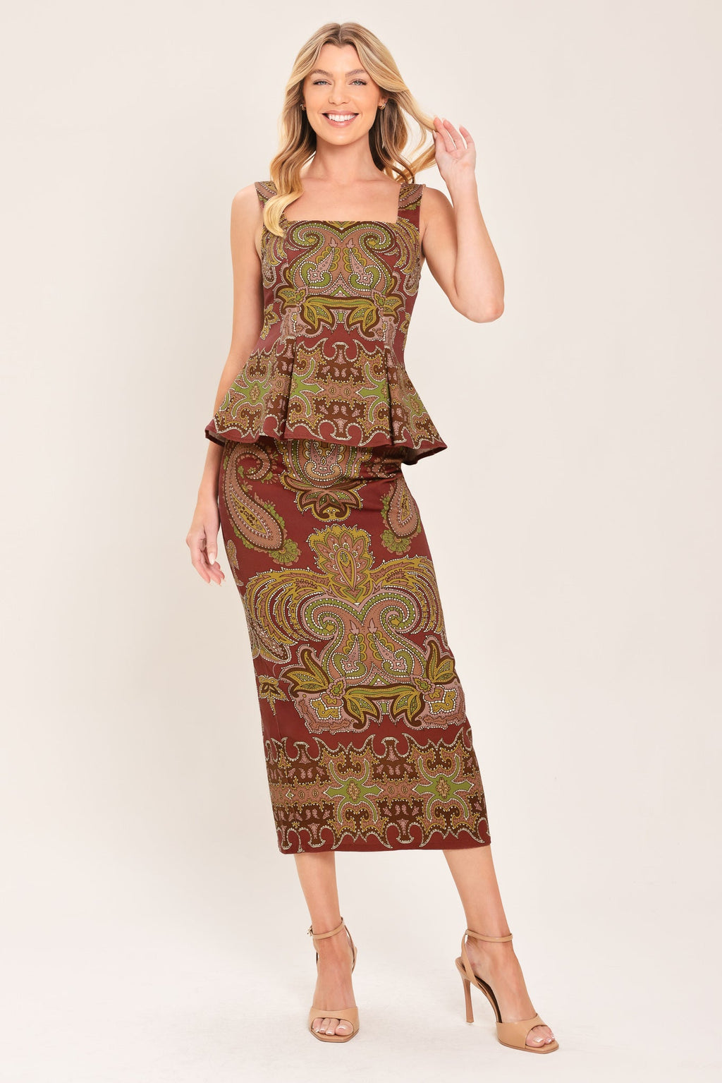 Rustic Medallion Peplum Top