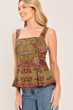 Rustic Medallion Peplum Top