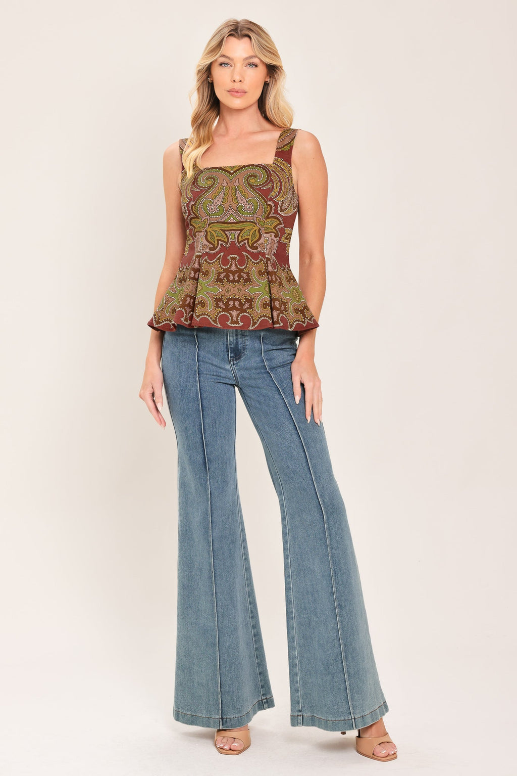Rustic Medallion Peplum Top