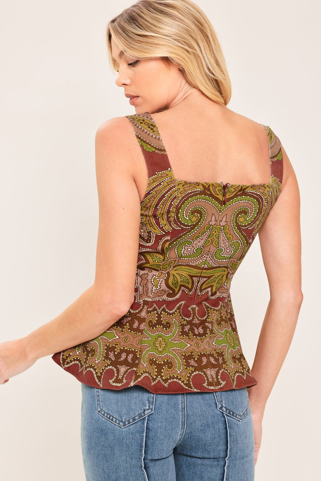 Rustic Medallion Peplum Top