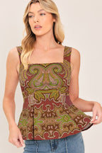 Rustic Medallion Peplum Top
