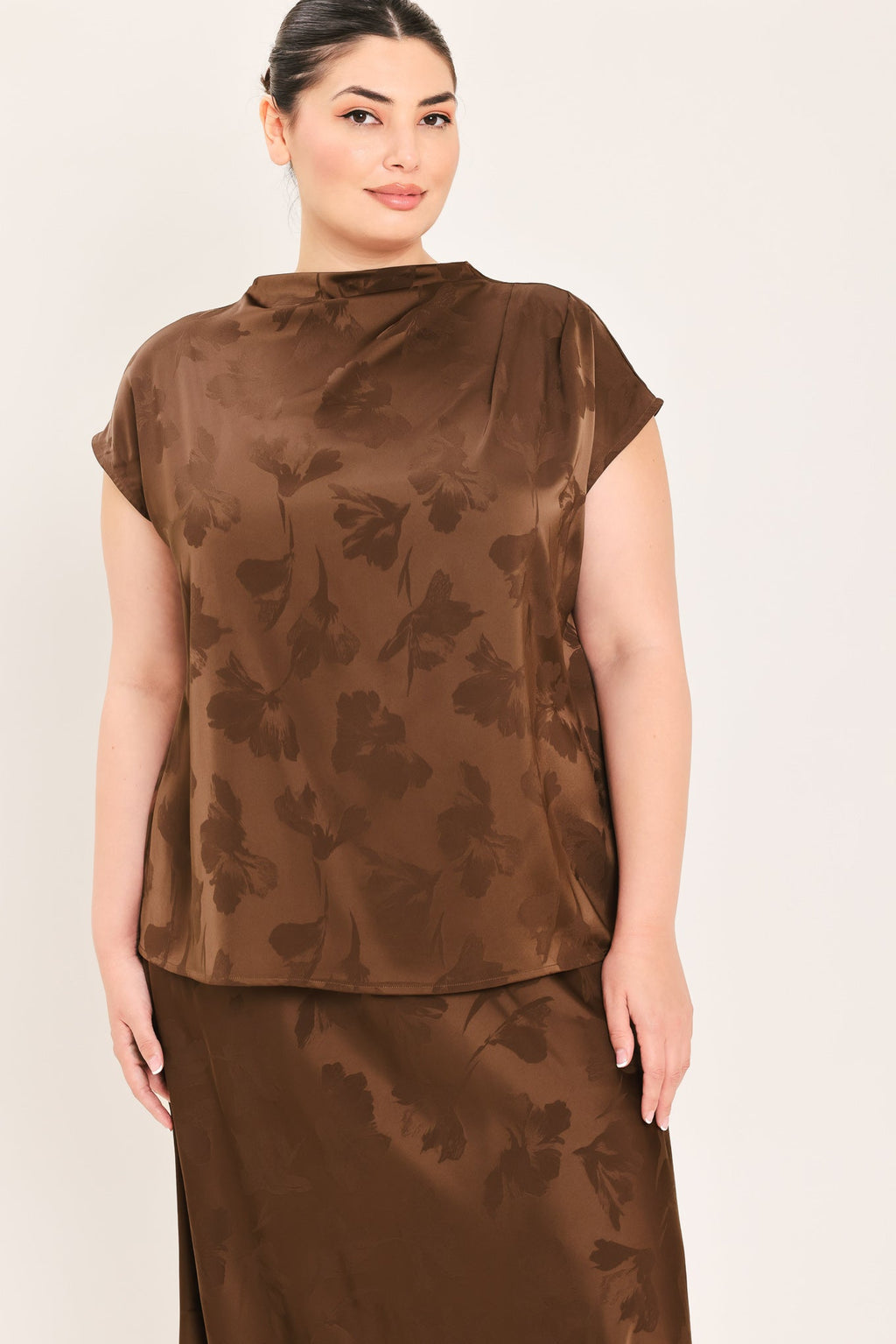 Chocolate Floral Jacquard Top