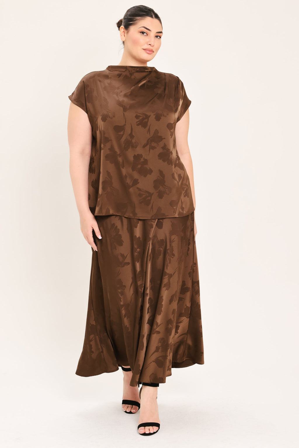 Chocolate Floral Jacquard Top