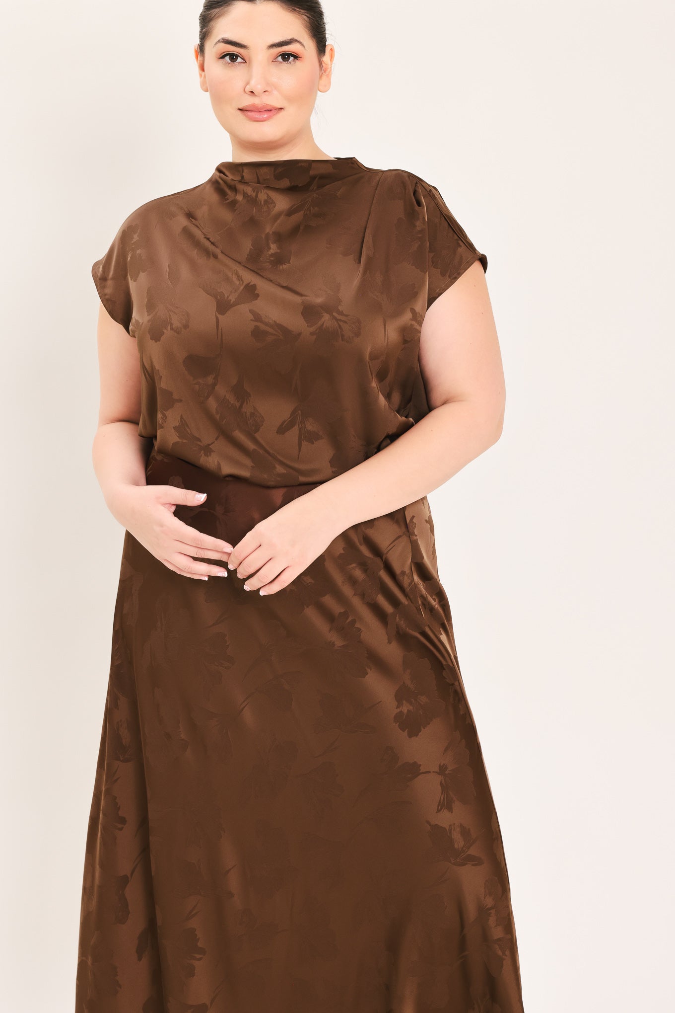 Chocolate Floral Jacquard Top