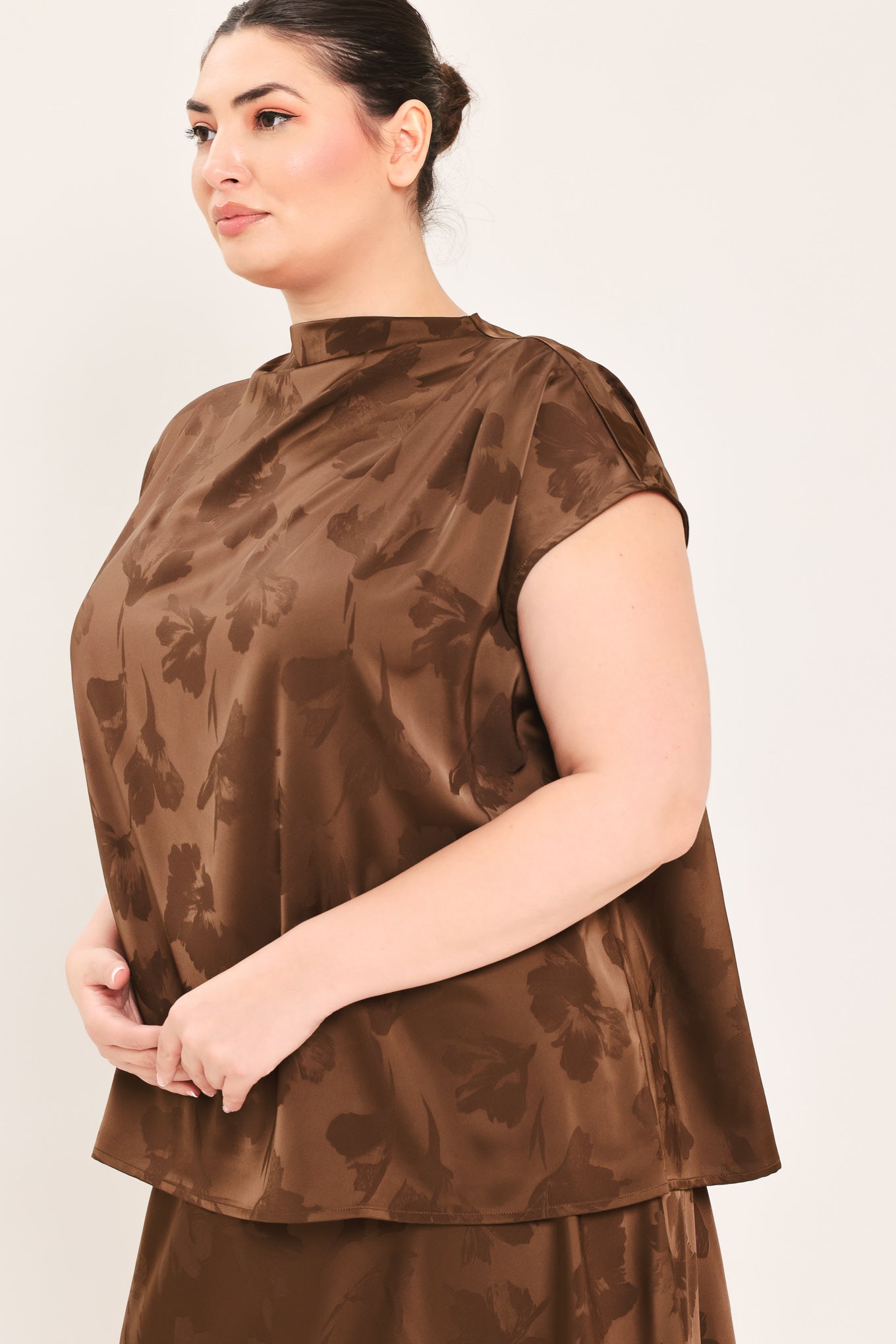 Chocolate Floral Jacquard Top