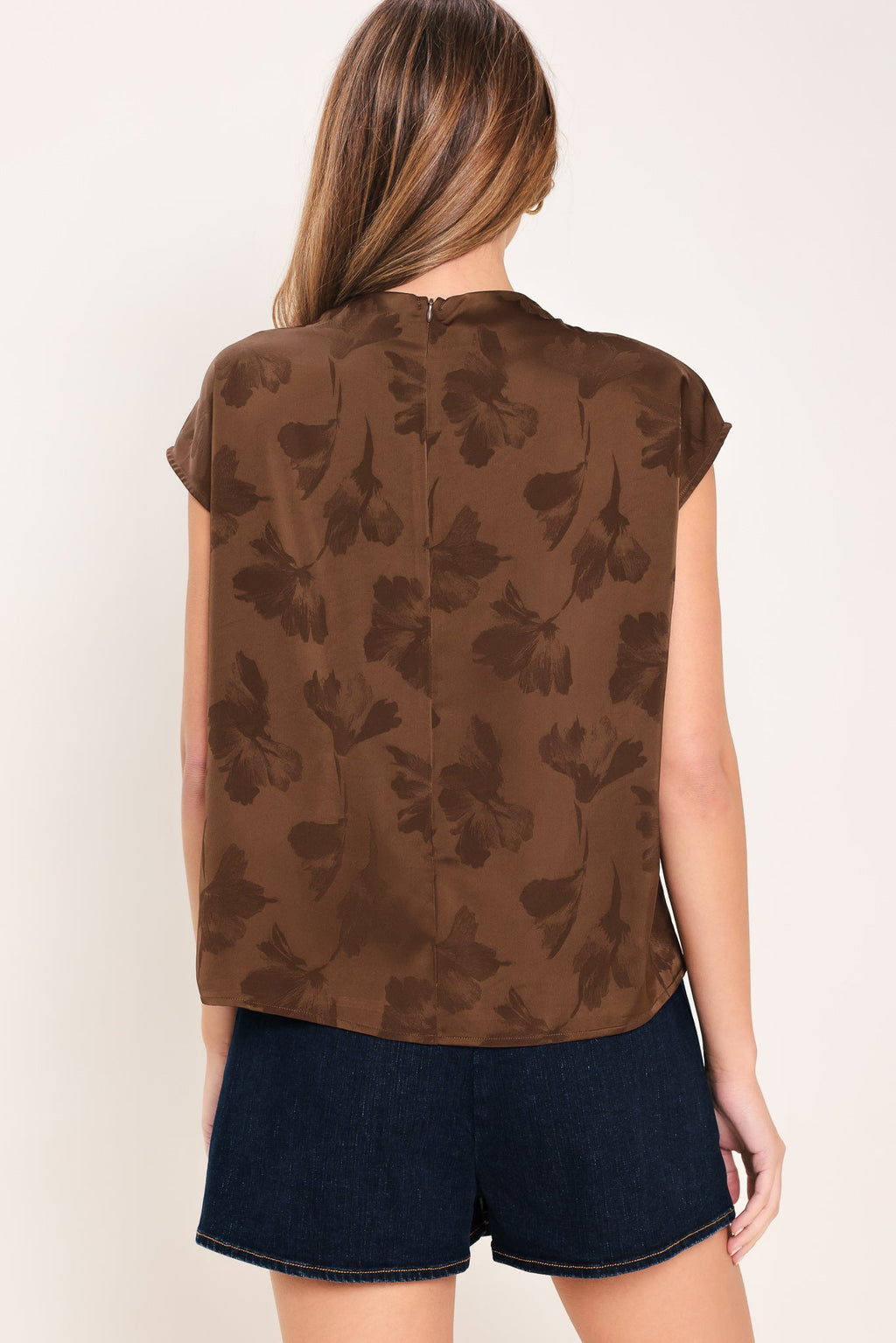 Chocolate Floral Jacquard Top