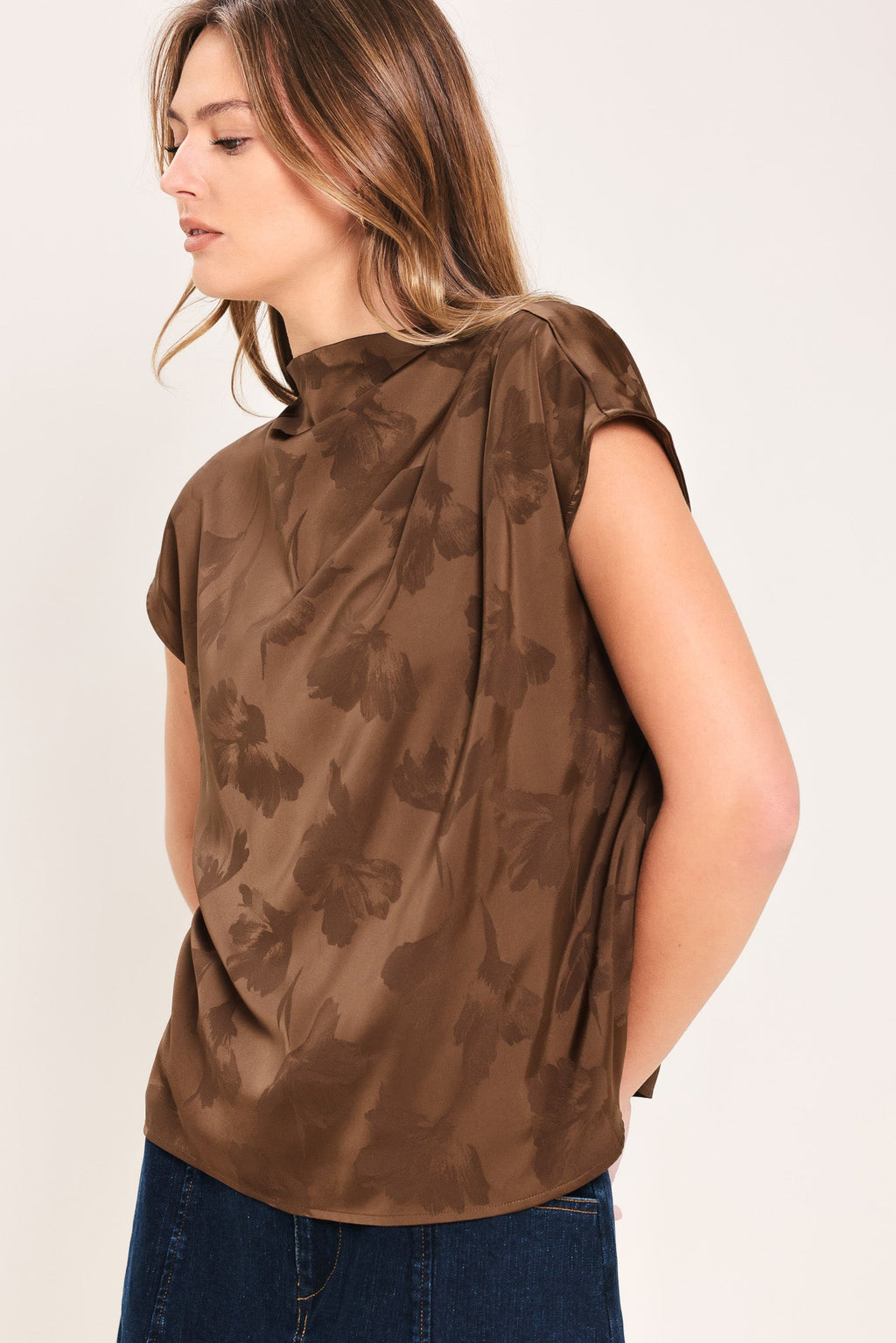 Chocolate Floral Jacquard Top