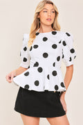 Retro Polka Dot Peplum Top