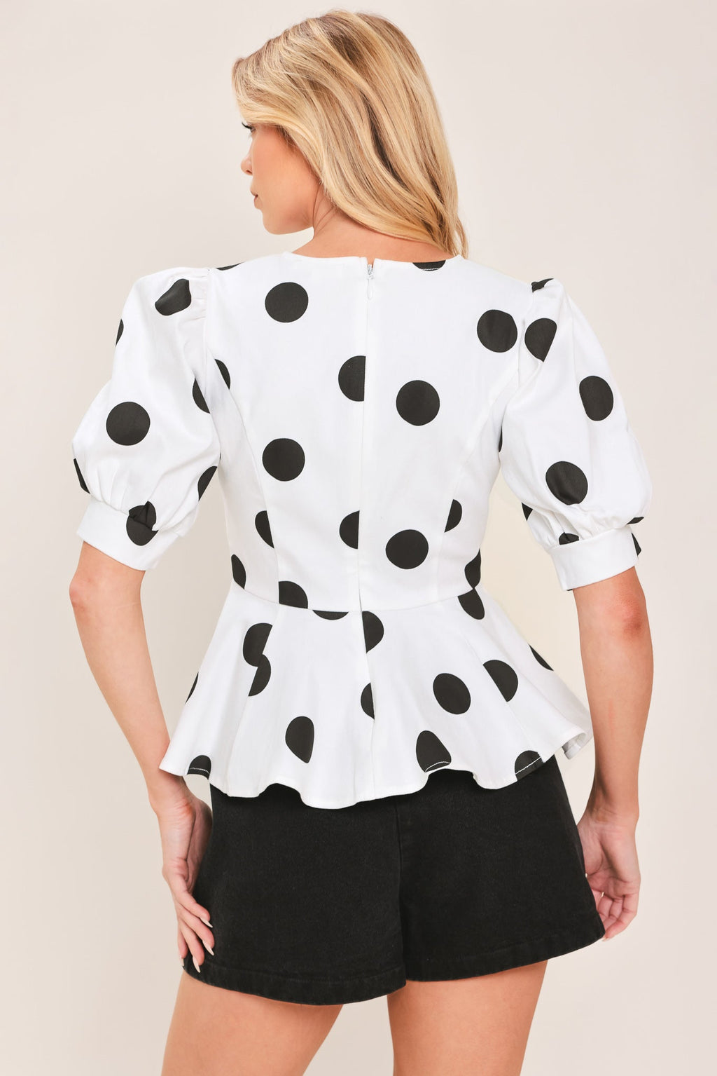 Retro Polka Dot Peplum Top