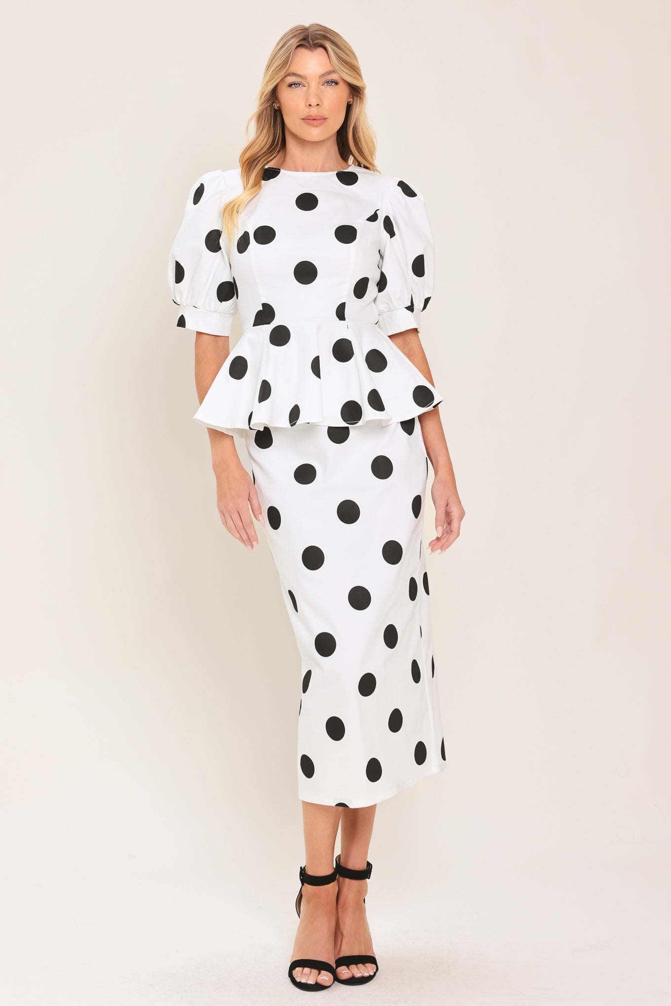 Retro Polka Dot Peplum Top