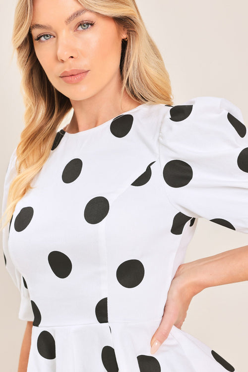 Retro Polka Dot Peplum Top