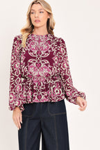 Fuchsia Garden Motif Top