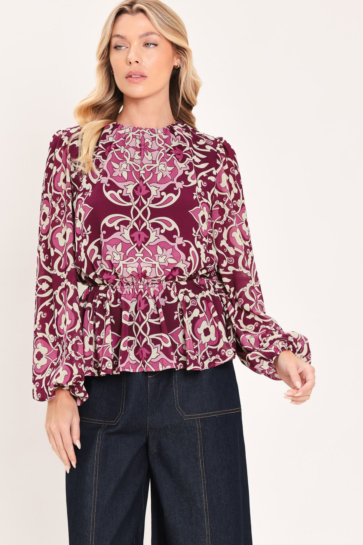 Fuchsia Garden Motif Top