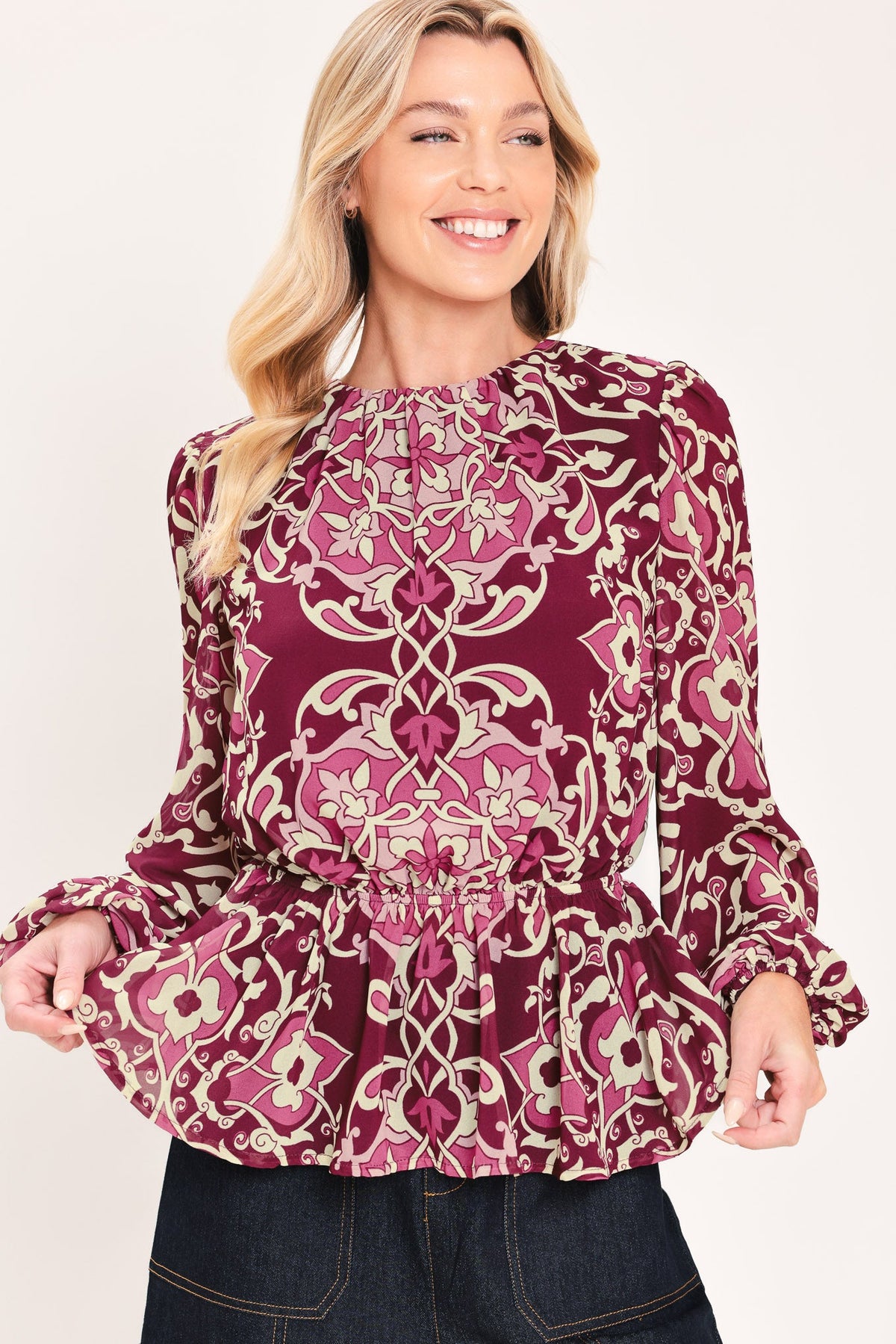 Fuchsia Garden Motif Top