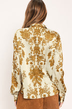 Baroque Sunshine Wander Printed Button-Down Blouse