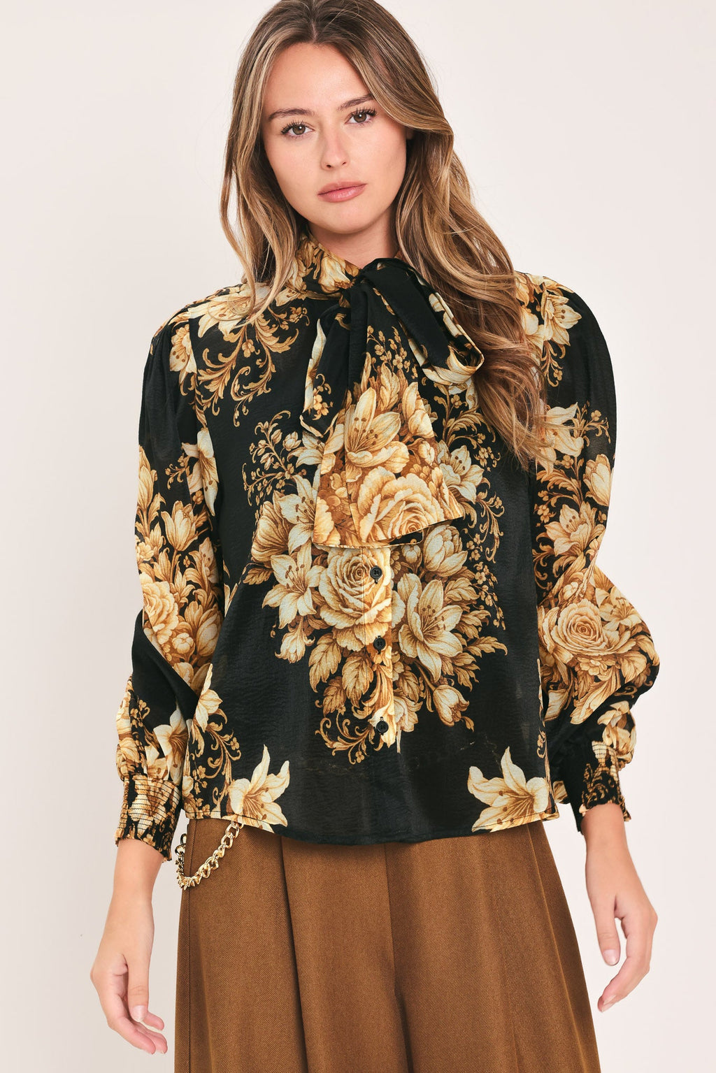 Moonlit Garden Bow Tie Blouse