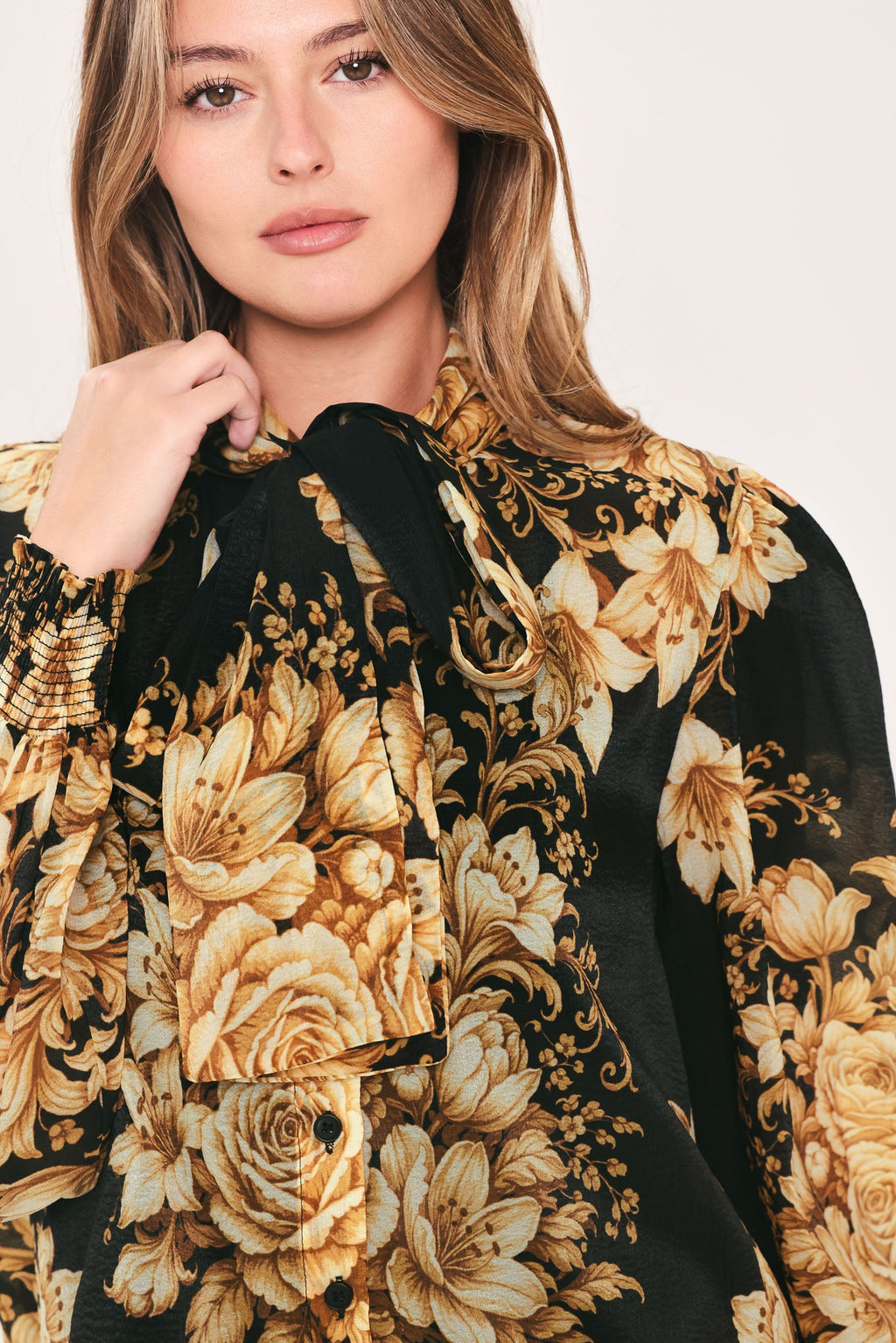 Moonlit Garden Bow Tie Blouse