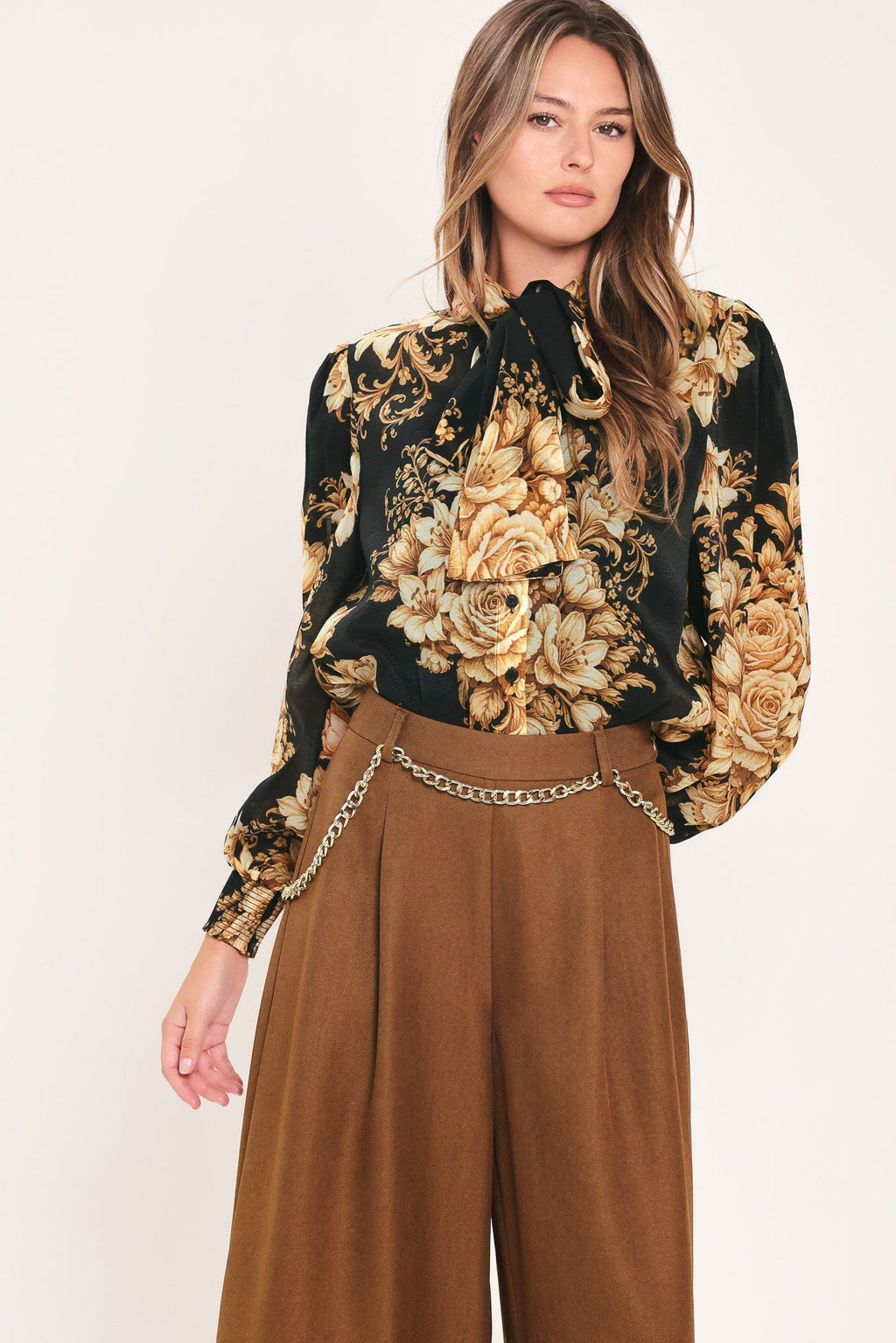 Moonlit Garden Bow Tie Blouse