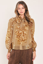 Moonlit Garden Bow Tie Blouse