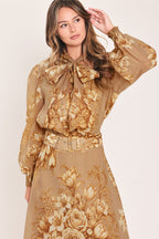Moonlit Garden Bow Tie Blouse
