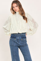 Ivory Cloud Embrace Jacquard Top