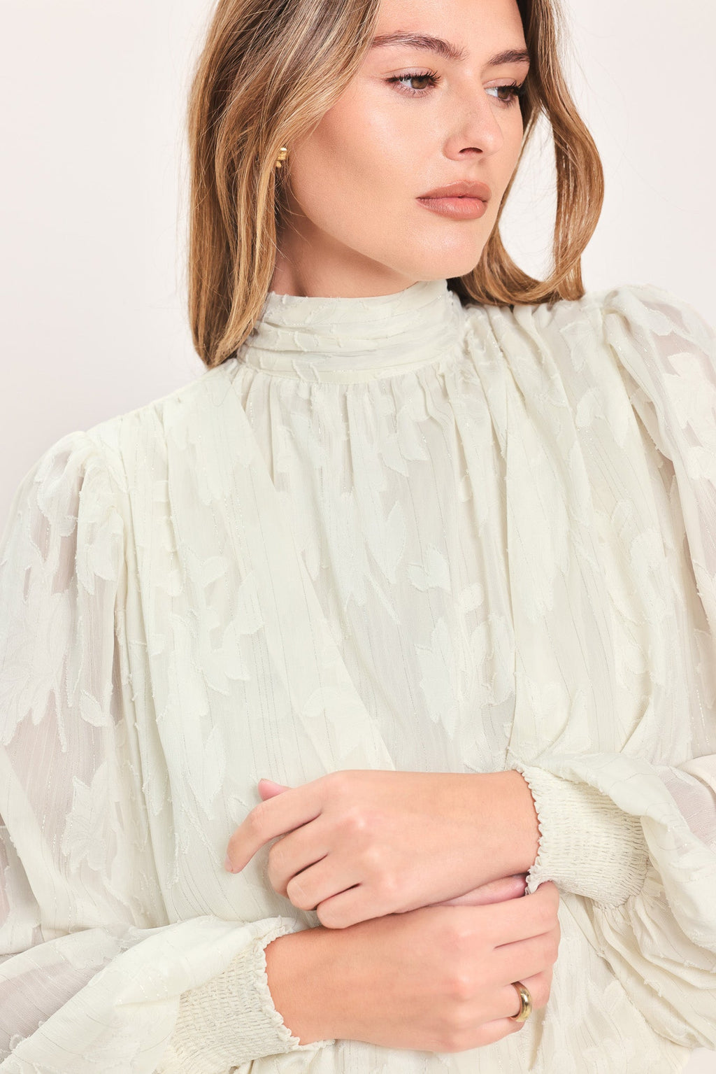Ivory Cloud Embrace Jacquard Top