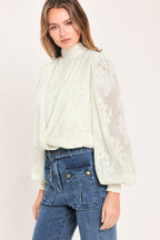 Ivory Cloud Embrace Jacquard Top