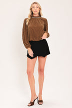 Auburn Shimmer Muse Velvet Lace Top