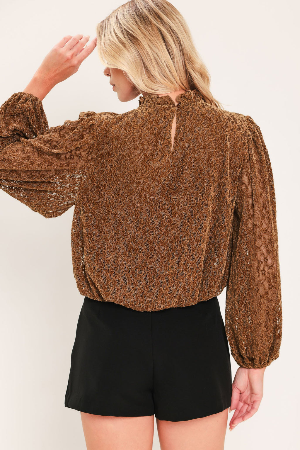 Auburn Shimmer Muse Velvet Lace Top