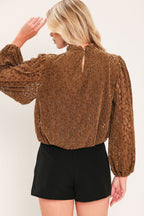 Auburn Shimmer Muse Velvet Lace Top