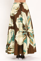 Cream Botanic Sweep Floral Crop Top & Full Skirt Set