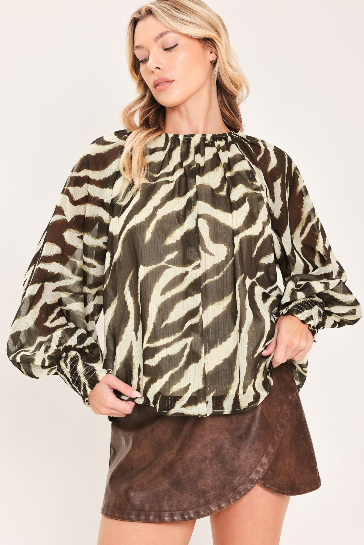 Espresso Zebra Drift Top