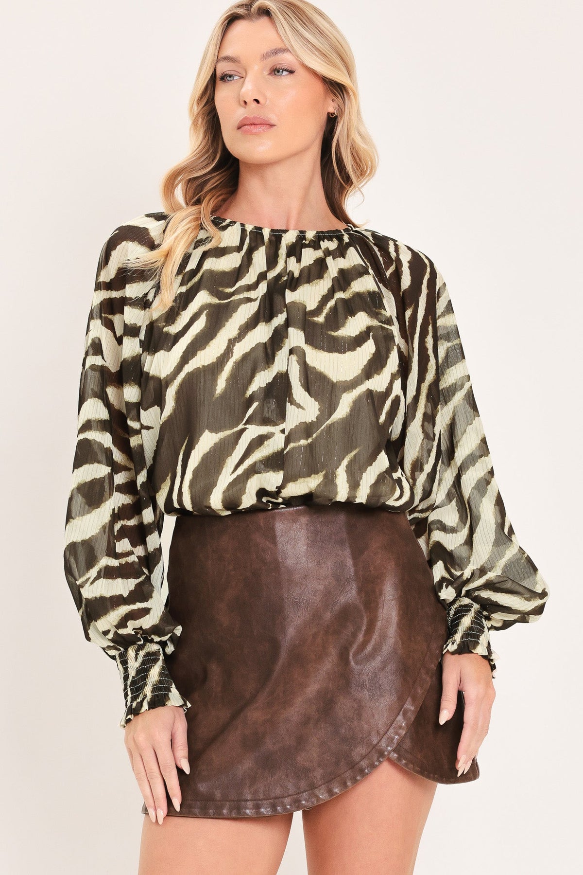 Espresso Zebra Drift Top